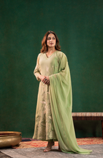 Pistachio Embroidered Silk Suit Set
