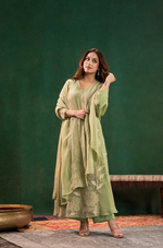 Pistachio Embroidered Silk Suit Set