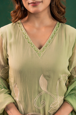 Pistachio Embroidered Silk Suit Set