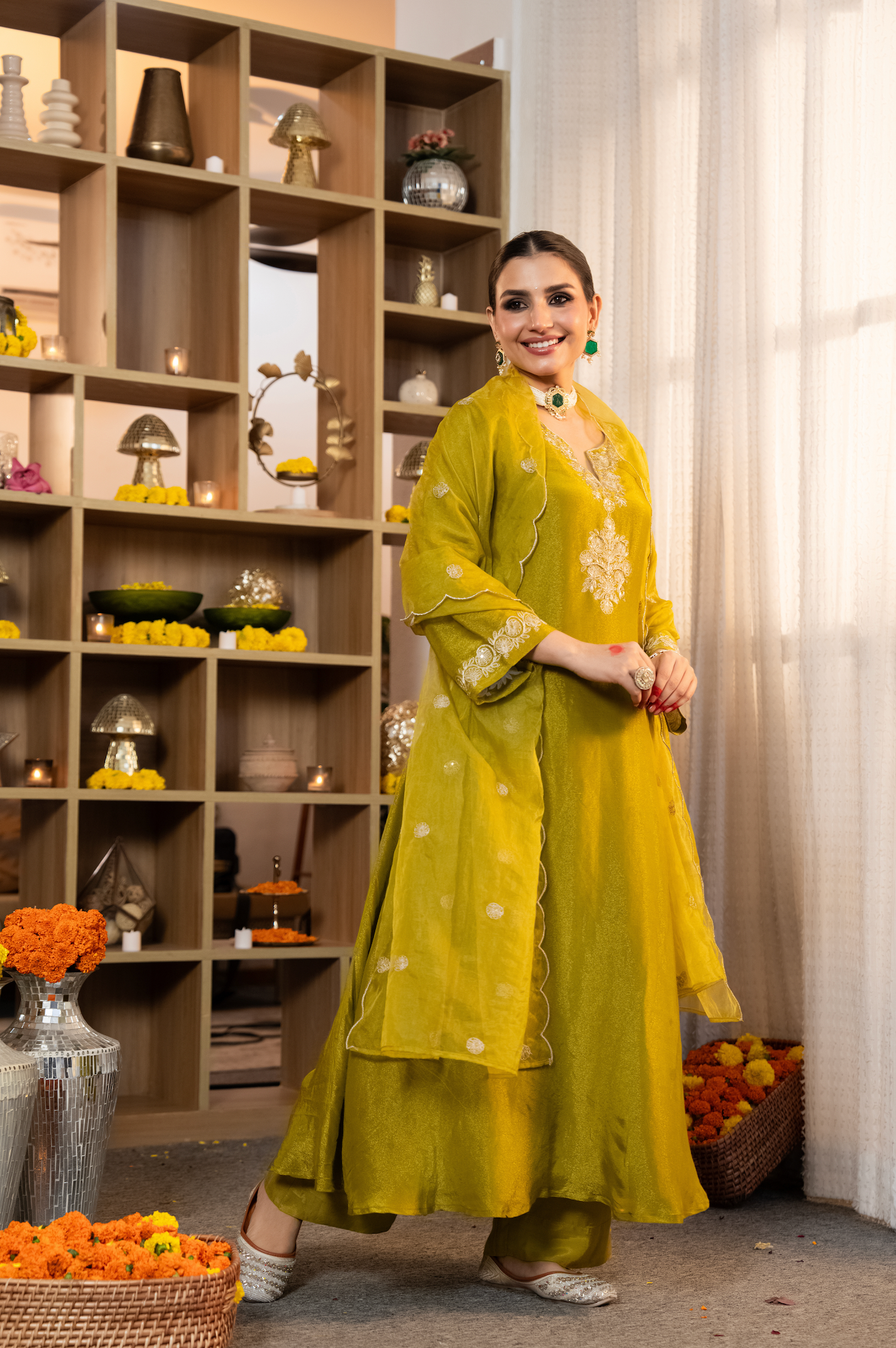 Zari Shimmer Tissue Embroidered Suit Set
