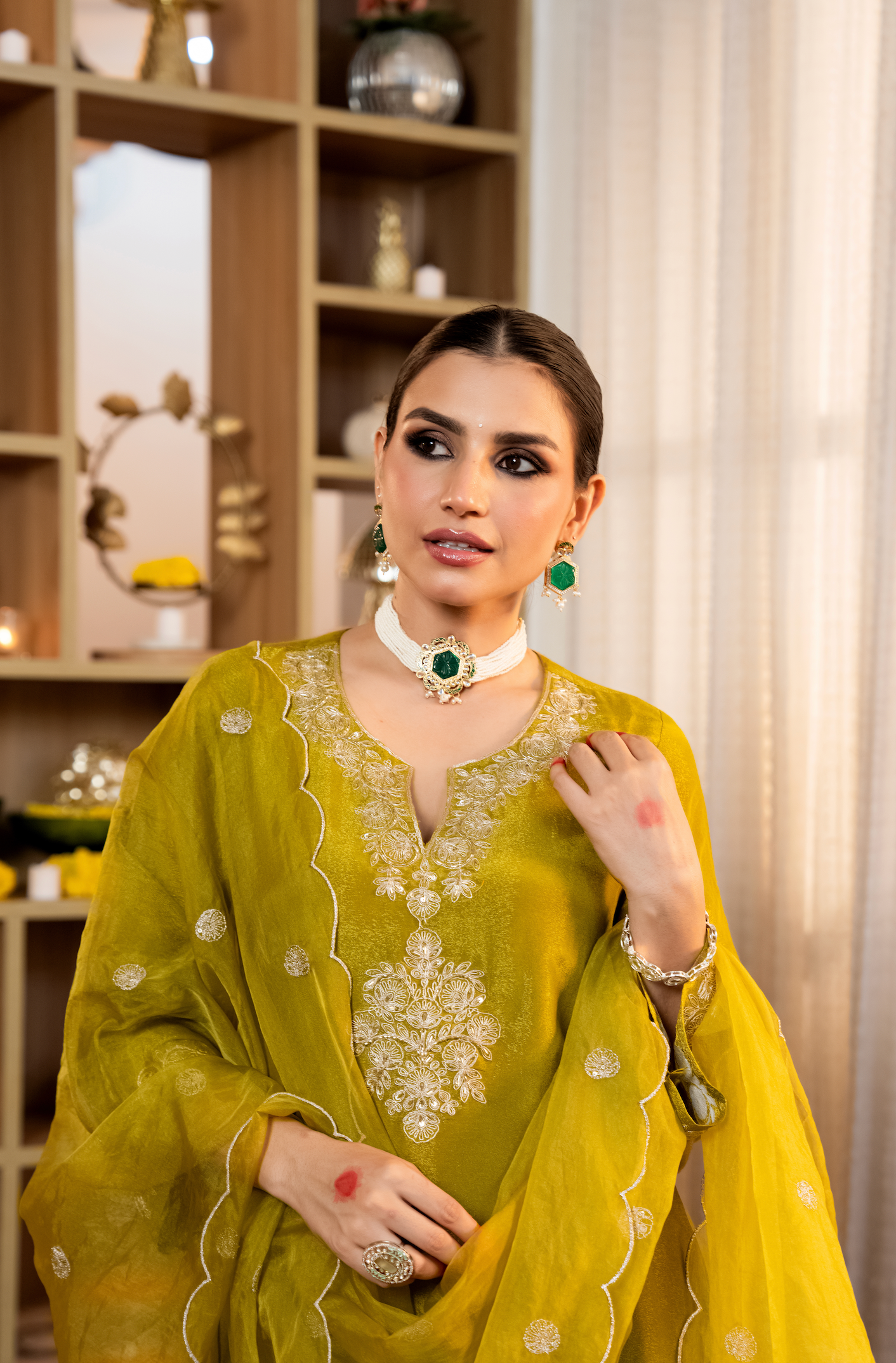 Zari Shimmer Tissue Embroidered Suit Set