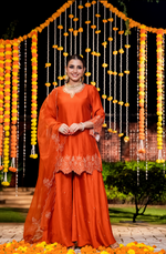 Amber Mocha Silk Sharara Suit