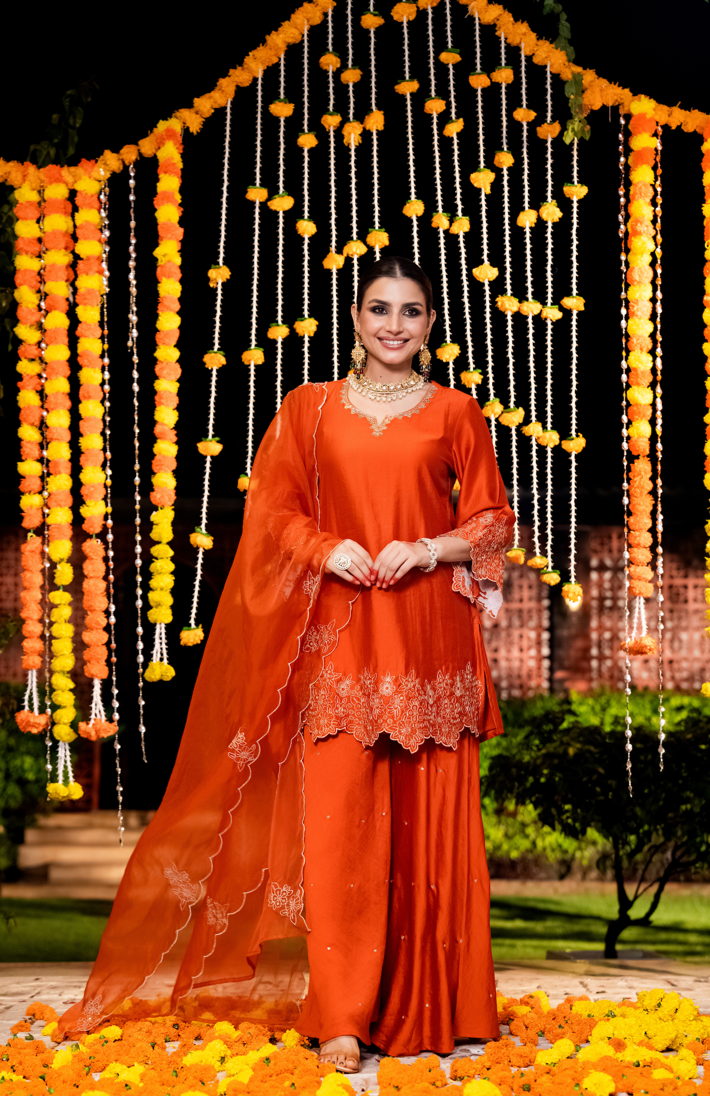 Amber Mocha Silk Sharara Suit