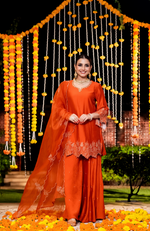 Amber Mocha Silk Sharara Suit