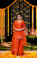 Amber Mocha Silk Sharara Suit