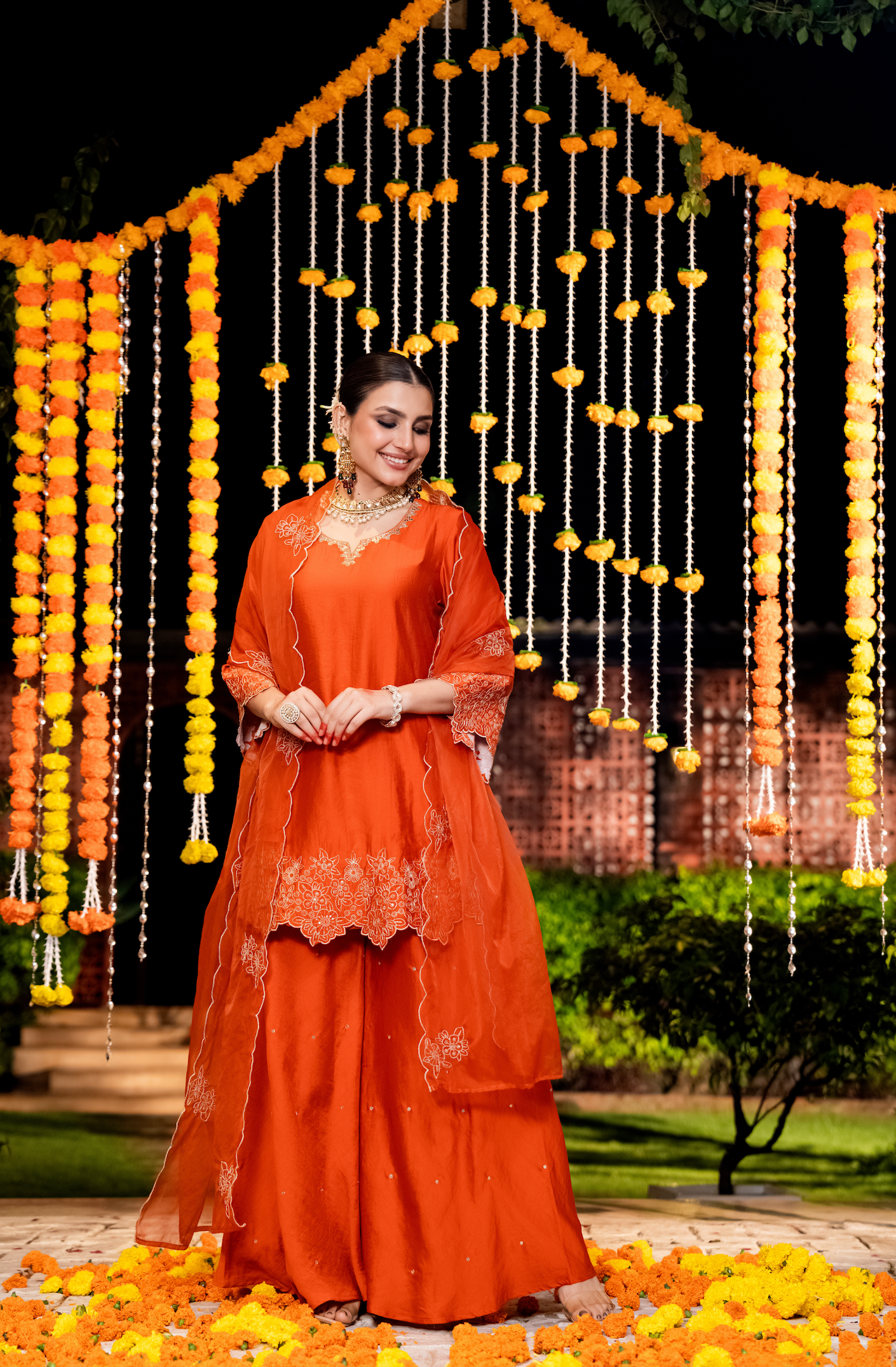 Amber Mocha Silk Sharara Suit