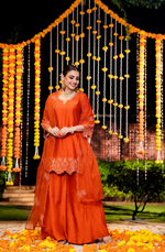 Amber Mocha Silk Sharara Suit
