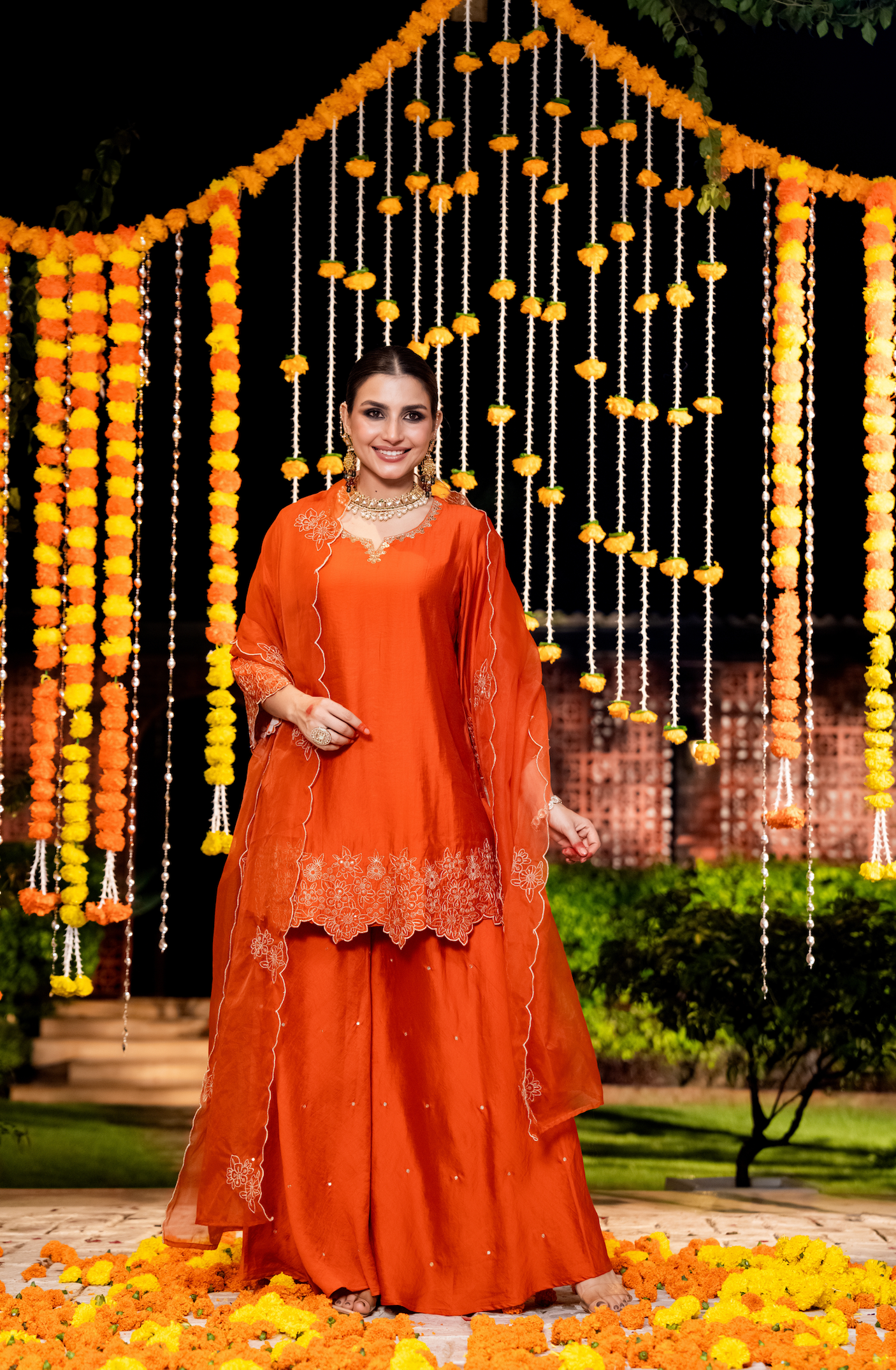 Amber Mocha Silk Sharara Suit