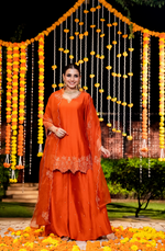 Amber Mocha Silk Sharara Suit