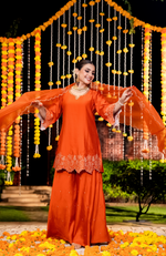 Amber Mocha Silk Sharara Suit