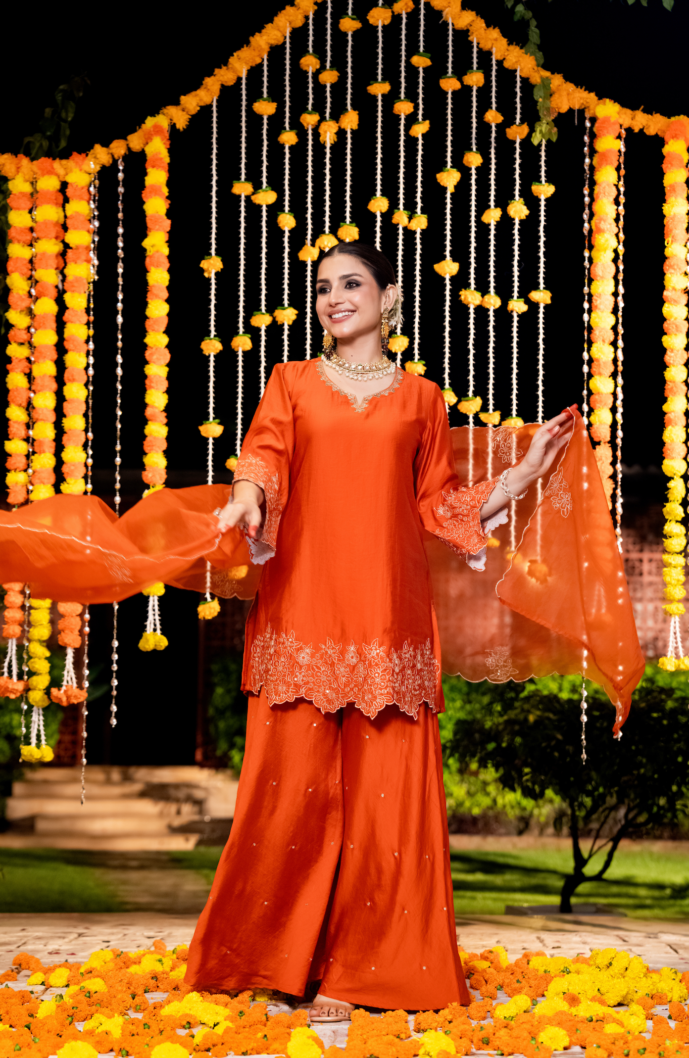 Amber Mocha Silk Sharara Suit