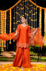 Amber Mocha Silk Sharara Suit