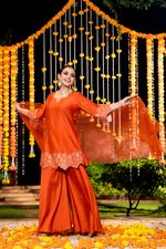 Amber Mocha Silk Sharara Suit