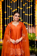 Amber Mocha Silk Sharara Suit