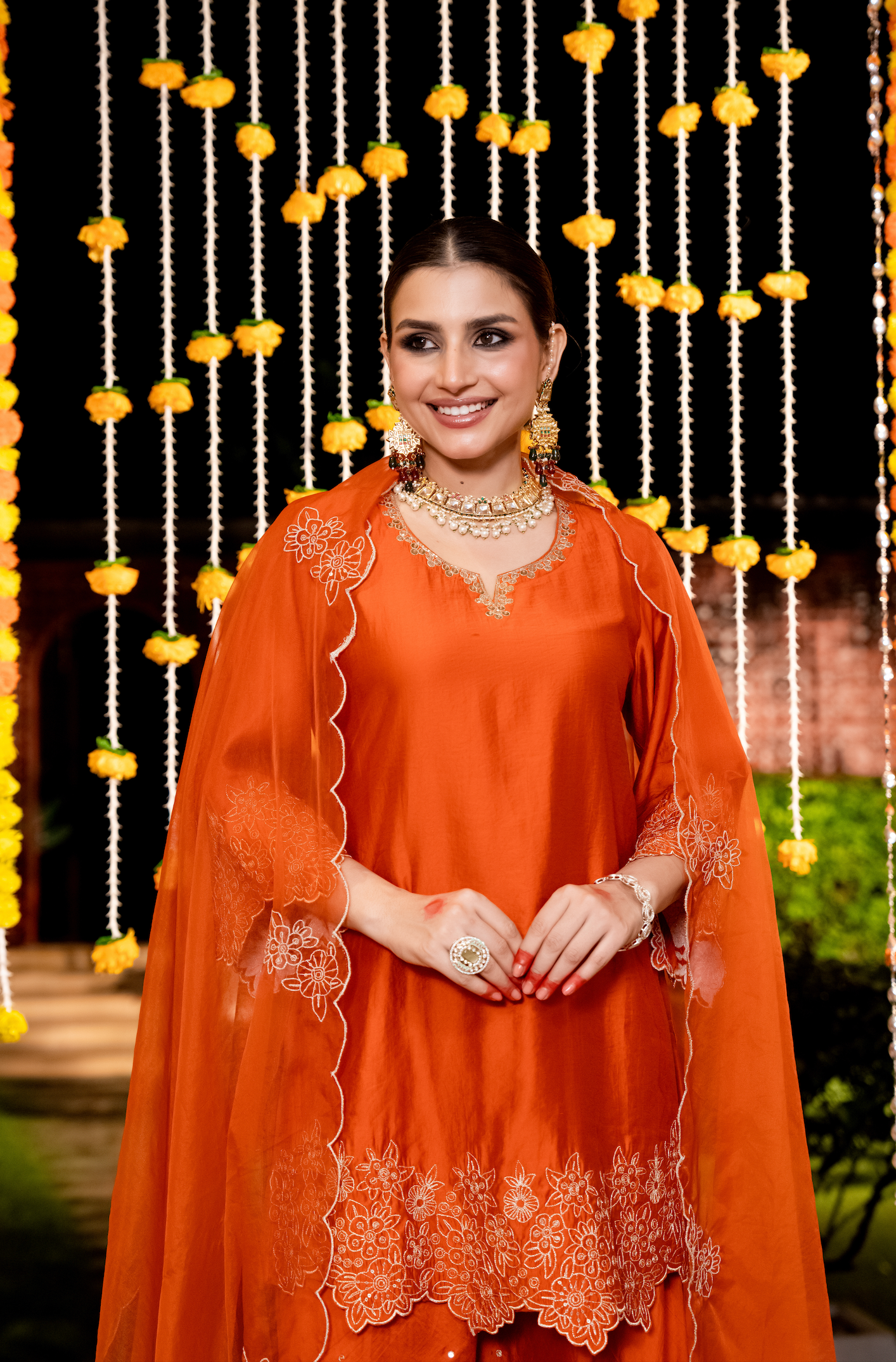 Amber Mocha Silk Sharara Suit