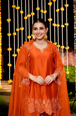 Amber Mocha Silk Sharara Suit