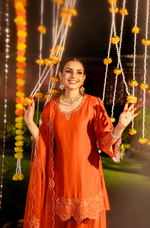 Amber Mocha Silk Sharara Suit