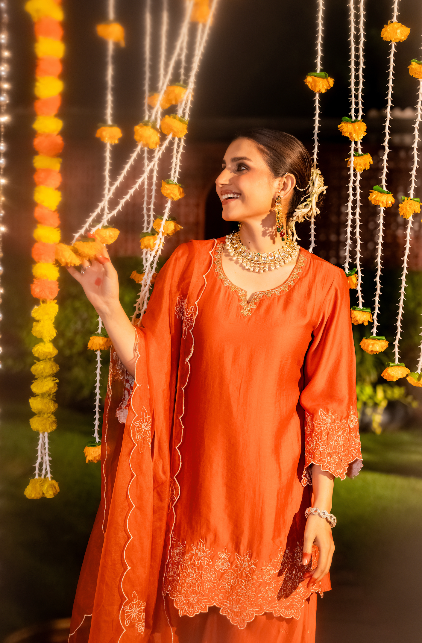 Amber Mocha Silk Sharara Suit