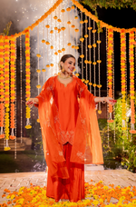 Amber Mocha Silk Sharara Suit