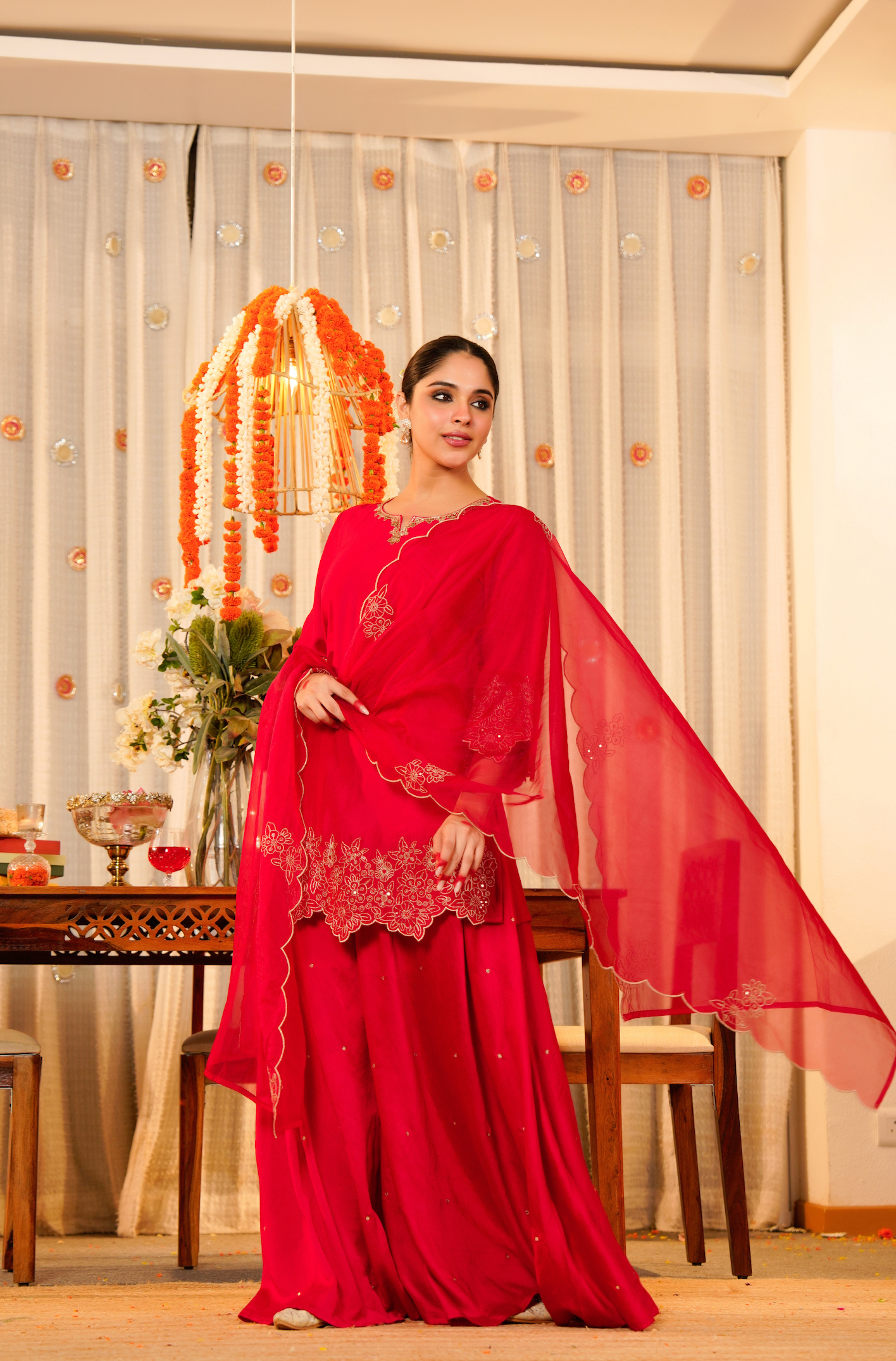 Rose Mocha Silk Sharara Suit