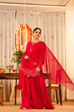 Rose Mocha Silk Sharara Suit