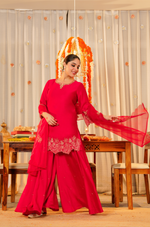 Rose Mocha Silk Sharara Suit