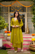 Olive Pure Russian Silk Suit Set
