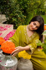 Olive Pure Russian Silk Suit Set