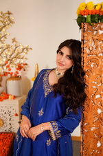 Sapphire Blue Pure Russian Silk Suit Set