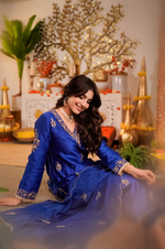 Sapphire Blue Pure Russian Silk Suit Set