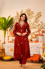 Crimson Pure Russian Silk Suit Set