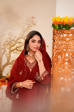 Crimson Pure Russian Silk Suit Set