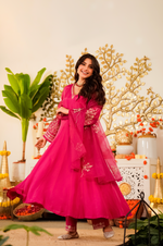 Ruby Russian Silk  Embroidered Suit Set