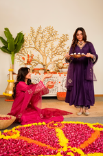 Amethyst Russian Silk  Embroidered Suit Set