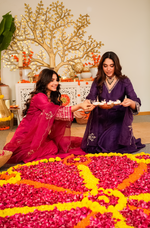 Amethyst Russian Silk  Embroidered Suit Set