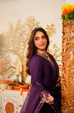 Amethyst Russian Silk  Embroidered Suit Set