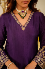 Amethyst Russian Silk  Embroidered Suit Set