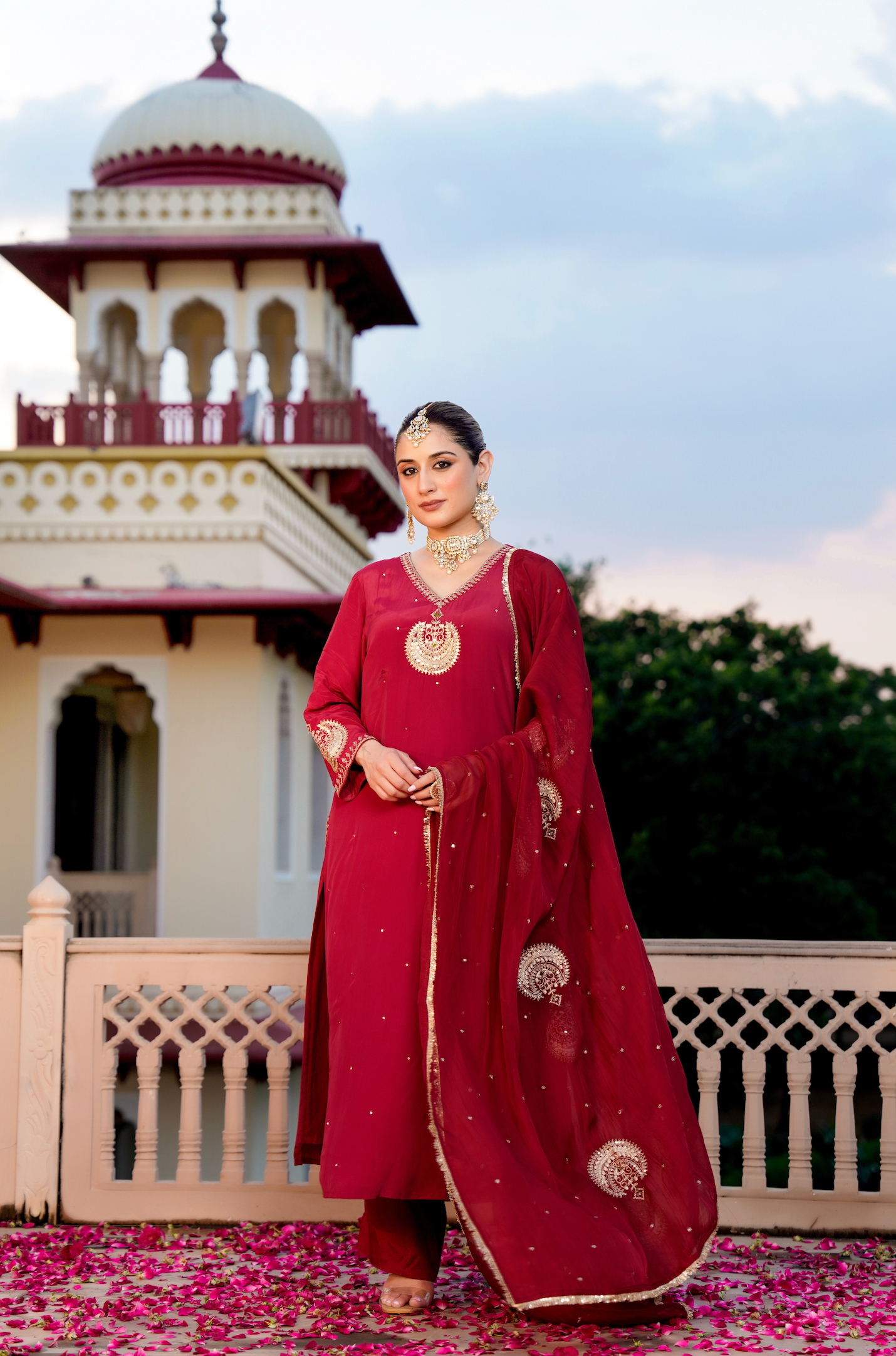 Ruby Festive Crepe Suit Set