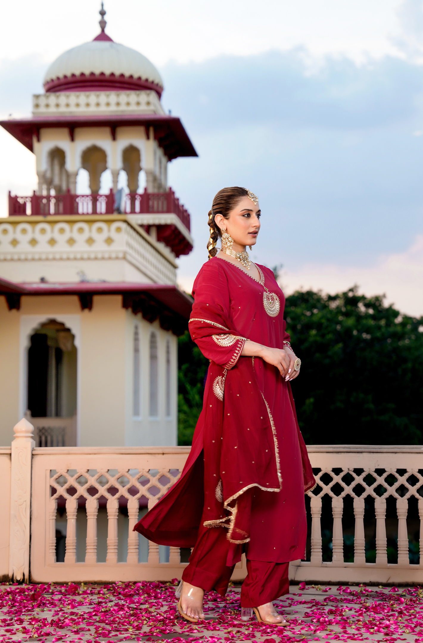 Ruby Festive Crepe Suit Set