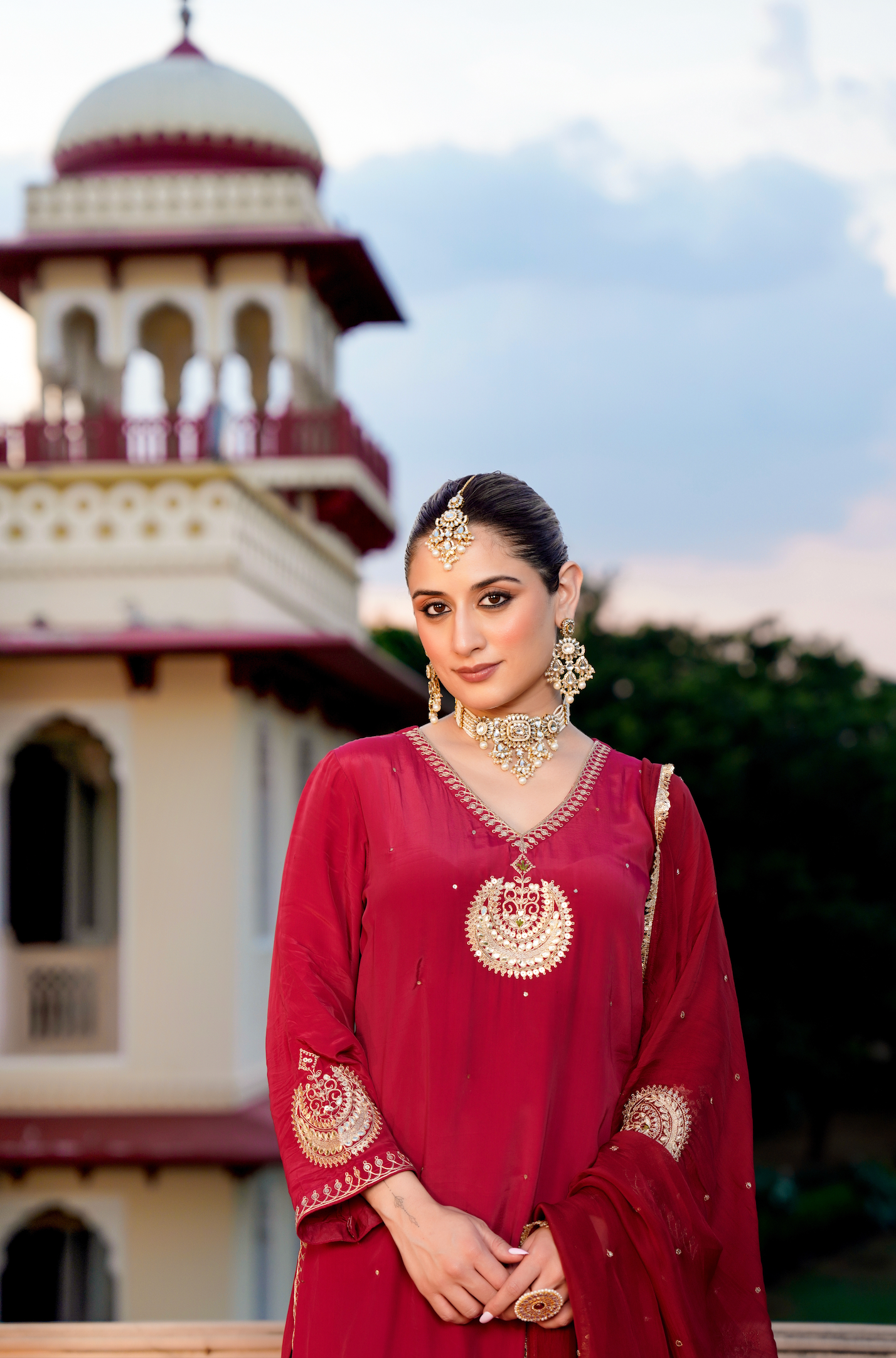 Ruby Festive Crepe Suit Set
