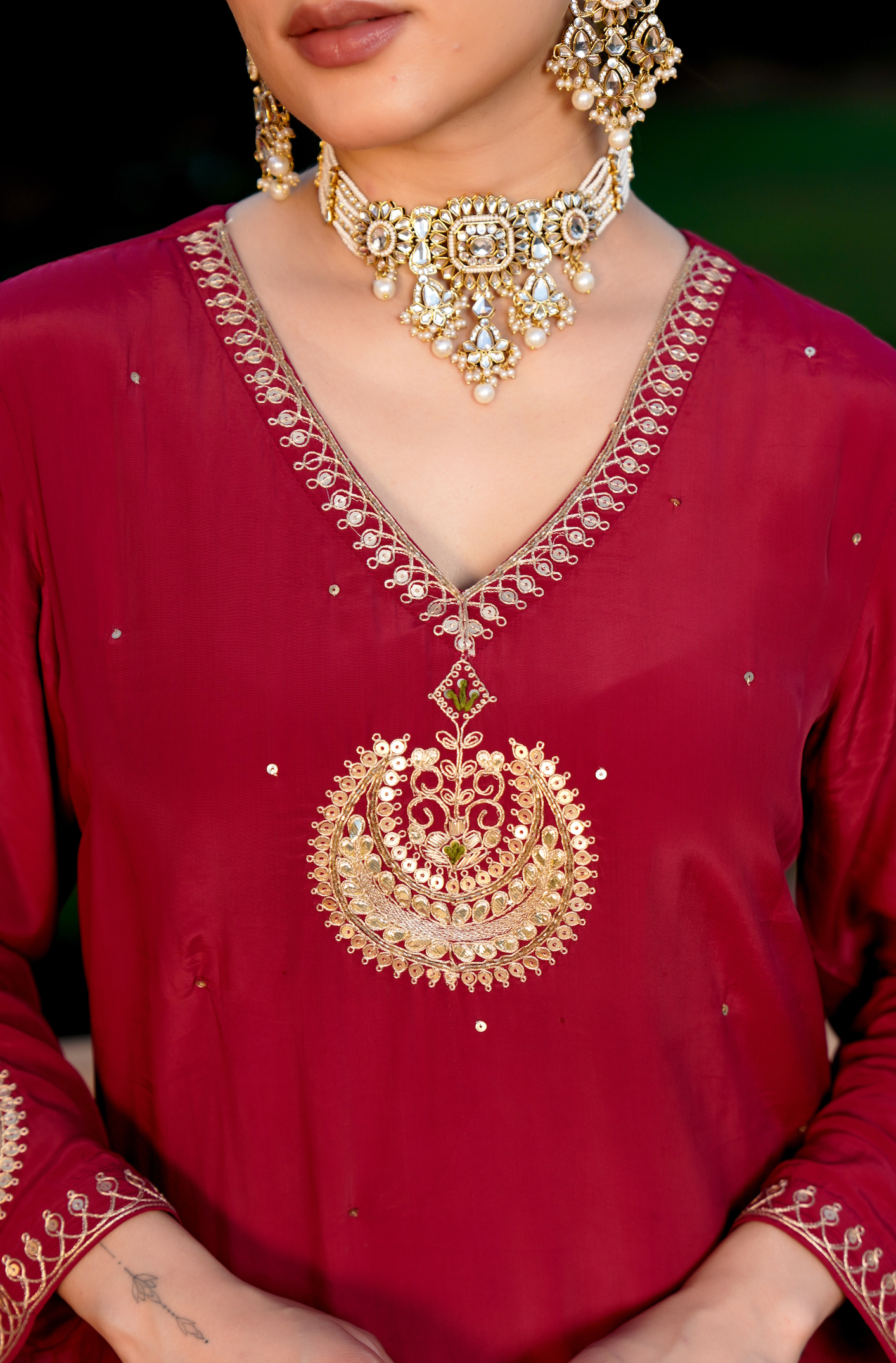 Ruby Festive Crepe Suit Set
