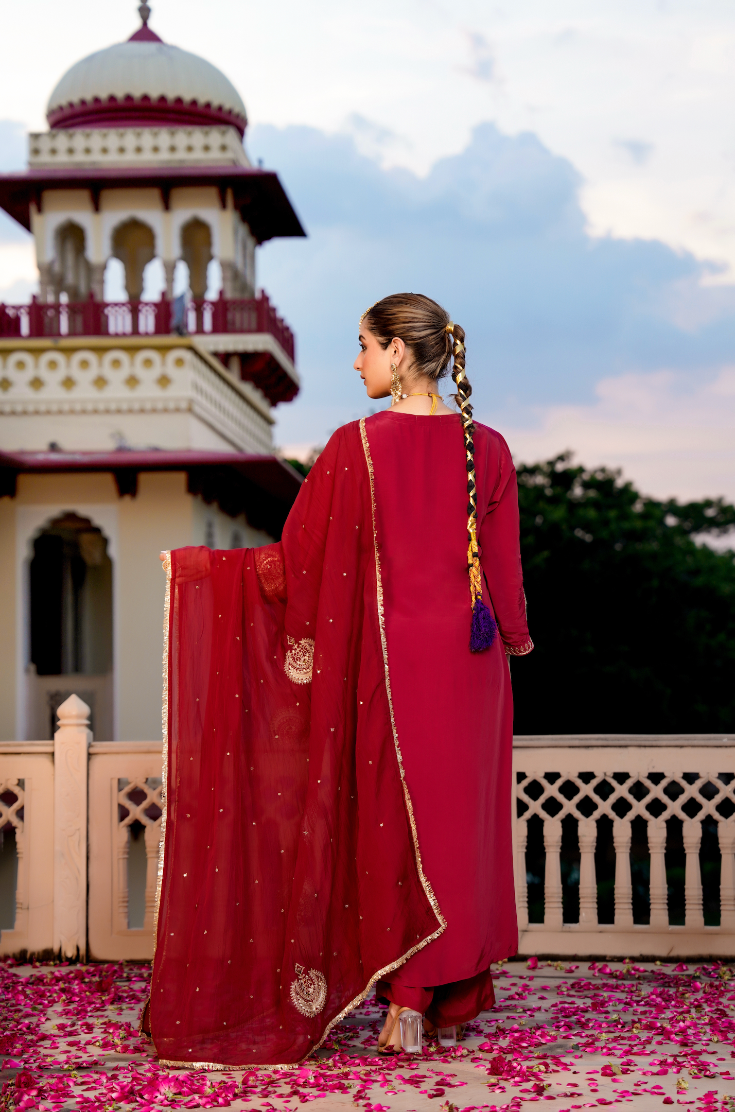 Ruby Festive Crepe Suit Set