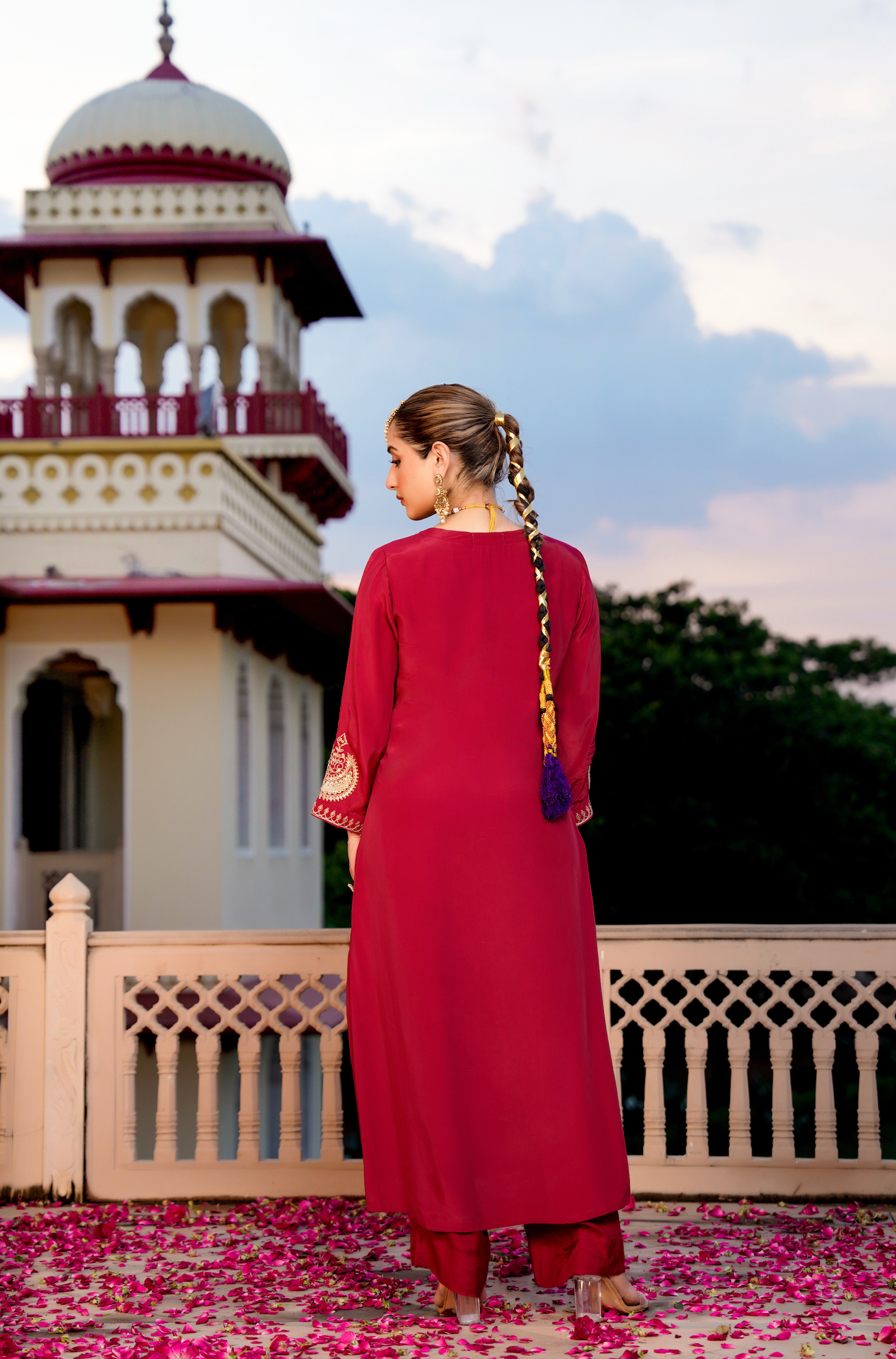 Ruby Festive Crepe Suit Set