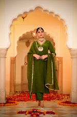 Emerald Festive Crepe Suit Set