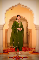 Emerald Festive Crepe Suit Set