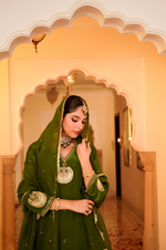 Emerald Festive Crepe Suit Set