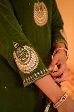 Emerald Festive Crepe Suit Set