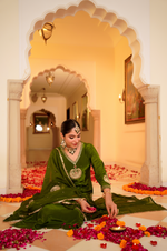 Emerald Festive Crepe Suit Set