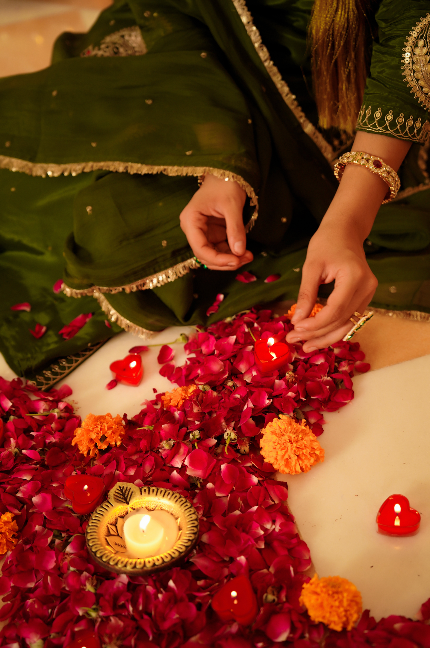 Emerald Festive Crepe Suit Set