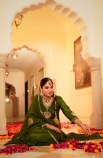 Emerald Festive Crepe Suit Set